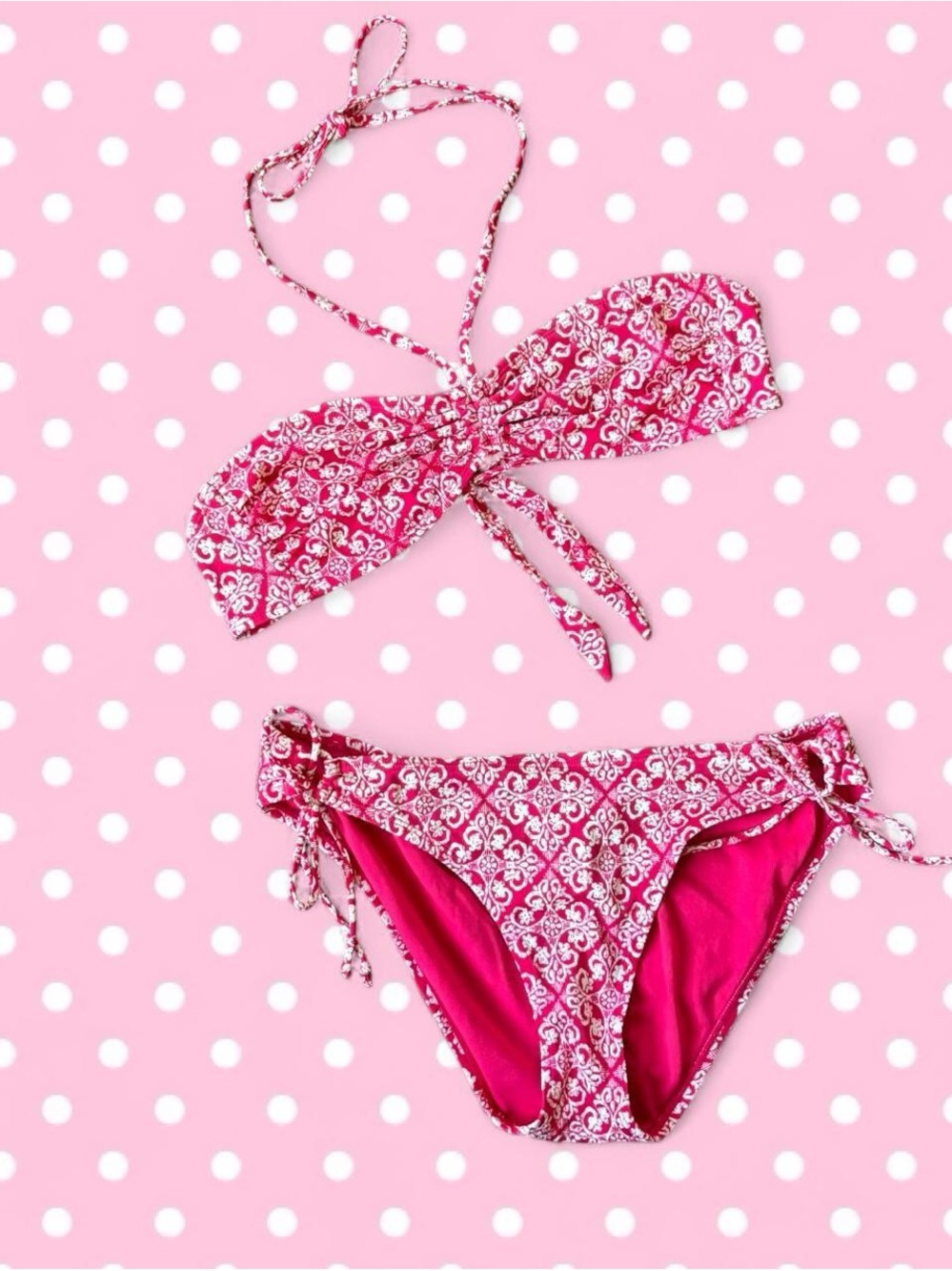 GAP Pink Patterned Bandeau Bikini Set